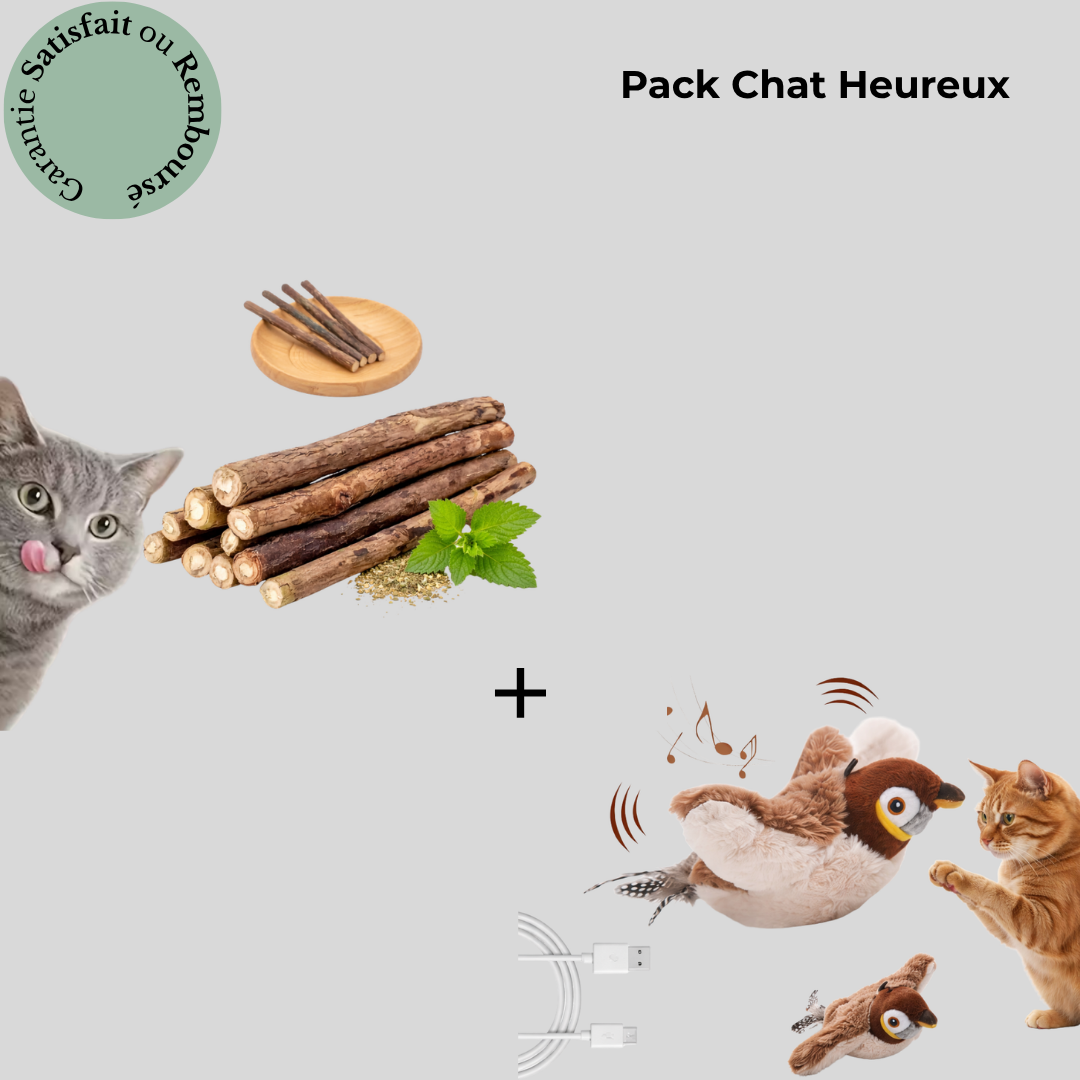 Pack Chat Heureux | Fly Bird + Bâtons Silvervine X20 - Animaris™